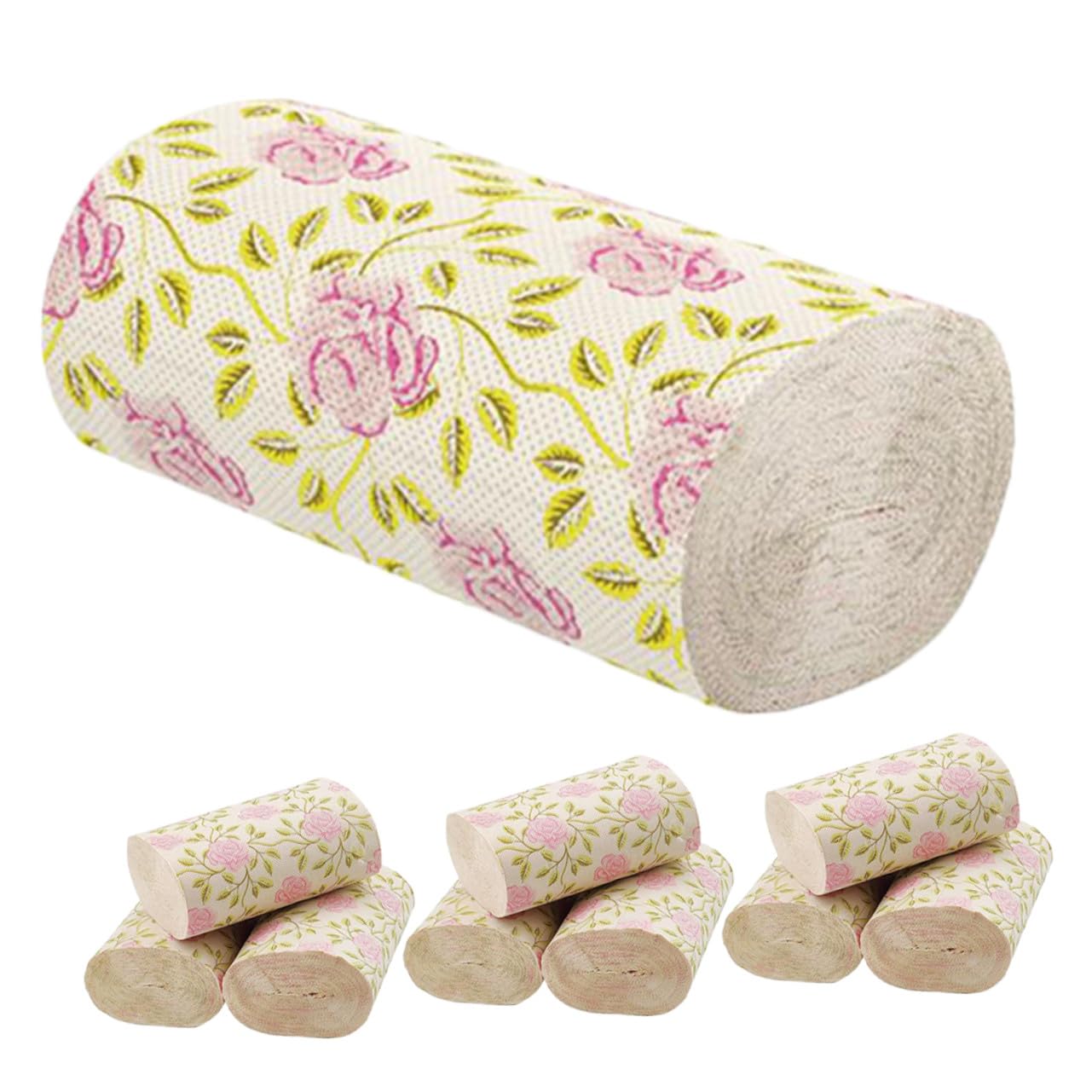 VALICLUD Carta Igienica in Polpa di Bamboo 10 Pezzi Morbida e Confortevole con Design Elegante a Rose per Uso Quotidiano e Ufficio