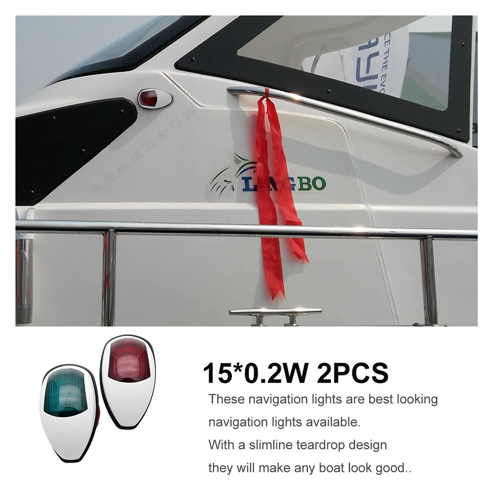 2 sztuk Sygnał nawigacji łodzi Light Red Green PROWADZONY Lampa ostrzegawcza 12V Wodoodporna wodoodporna przyczepa jachtów morskich Van Akcesoria Do nawigacji i wędkarstwa