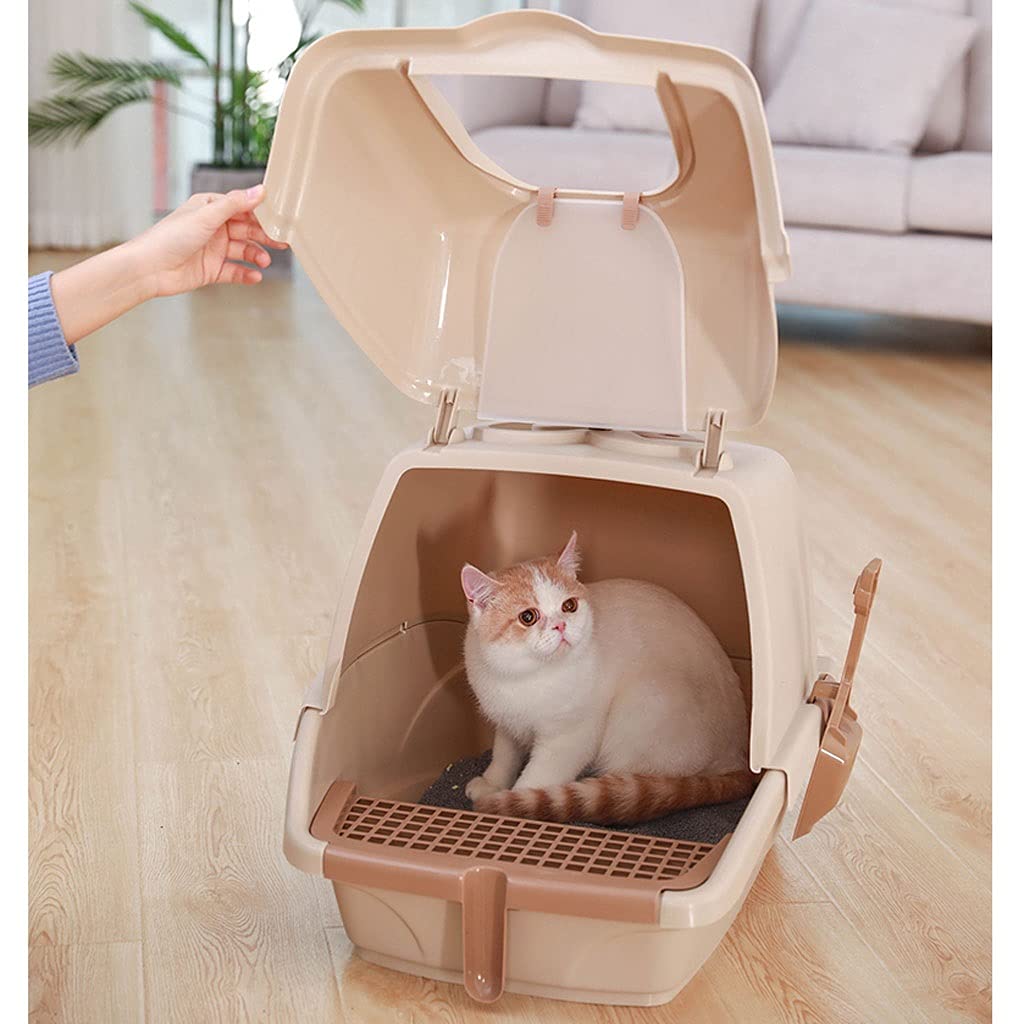 Cajas de Arena Caja de Arena de Gato Allorante Totalmente Cerrado Alto de Gato Grande con asa, Inodoro de Gato Interior fácil de Limpiar Arenero ​Gatos (Color : C)