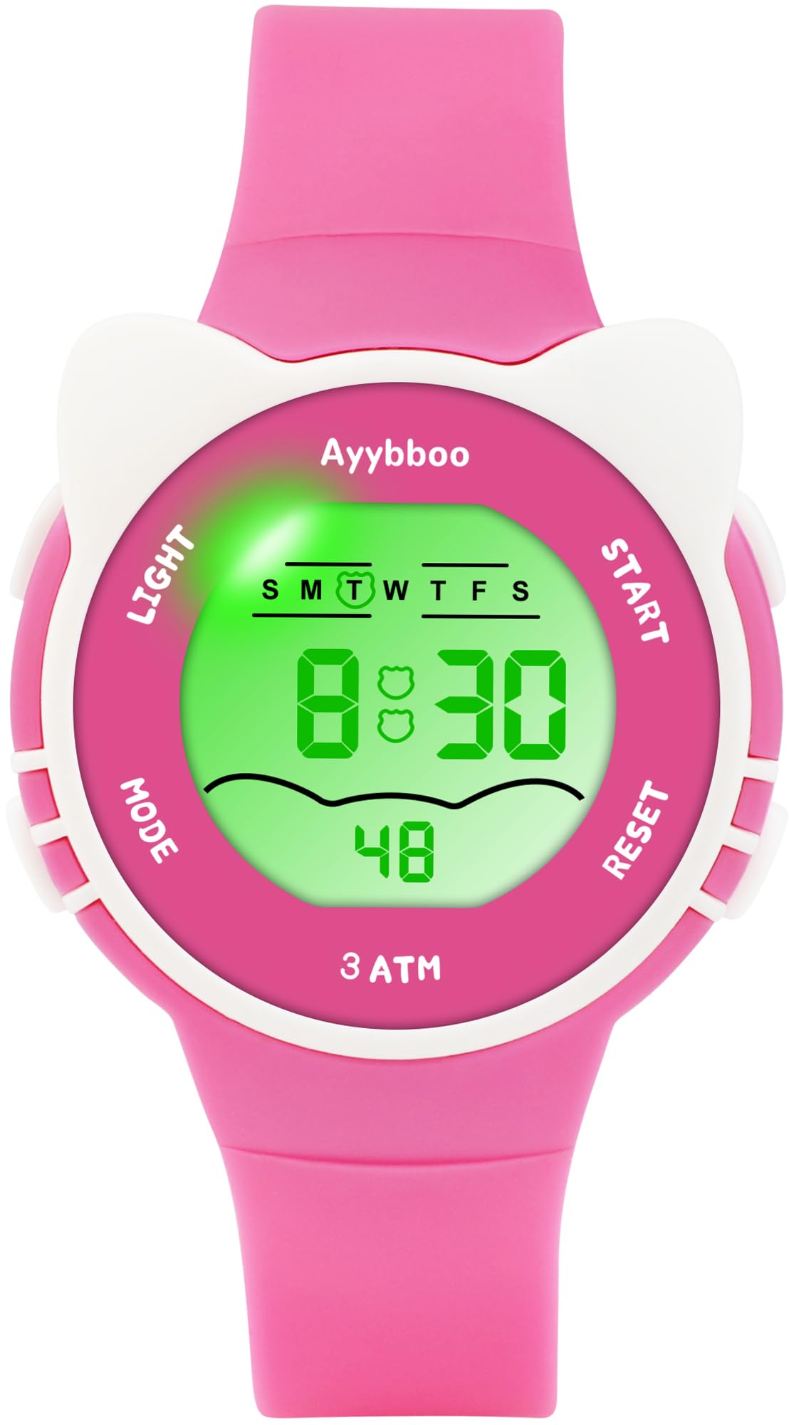 Kids Waterproof Watch 7 Color Light Alarm