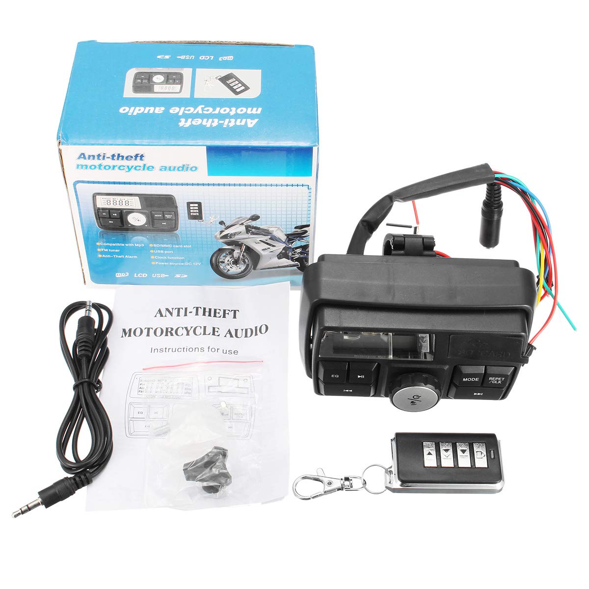 12V Bluetooth impermeabile Anti-Theft altoparlante moto audio FM MP3 Sound Player System