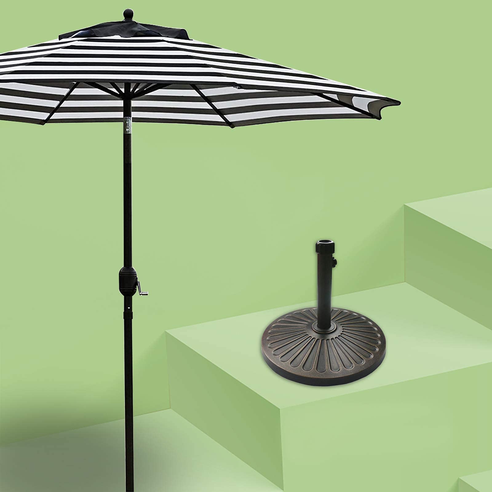 Sunnyglade 9' Patio Umbrella Black&White with 18
