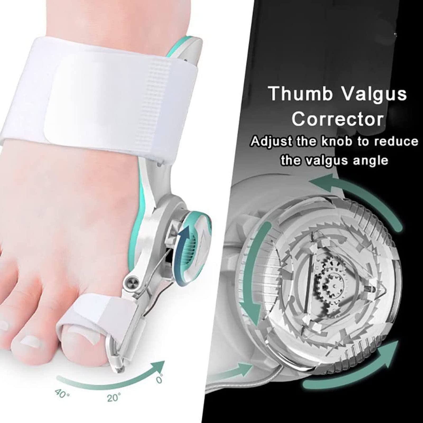 Orthopädische Schiene zur Linderung von Ballenzehen, Großzehenorthese für Hallux Valgus, verstellbare Ballenschiene mit Silikon-Innenpolster, Unterstützung bei Tag und Nacht
