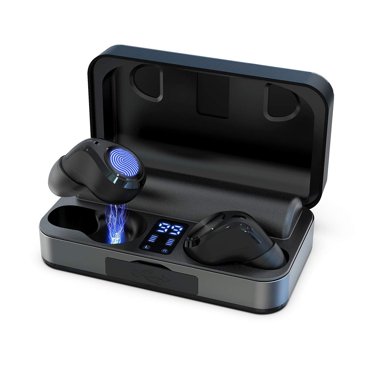 True Wireless Earbuds, Bluetooth 5.0 Headphones Waterproof Long Continuous Playtime with Built-in Mic 3000mAh Charging Case Touch Control TWS Hi-Fi