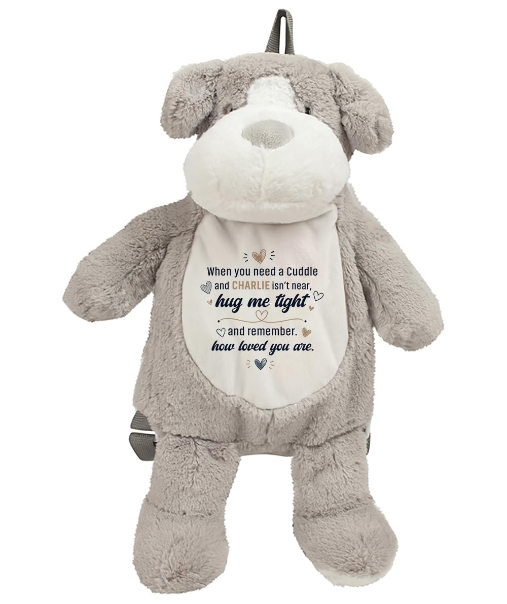 Getagift Personalised When You Need a Cuddle Hug Gift, Custom Name Keepsake Gift for Loved Ones, Long-Distance Relationship Birthday Plush Toy | Soft Toys Teddy., Dog Backpack