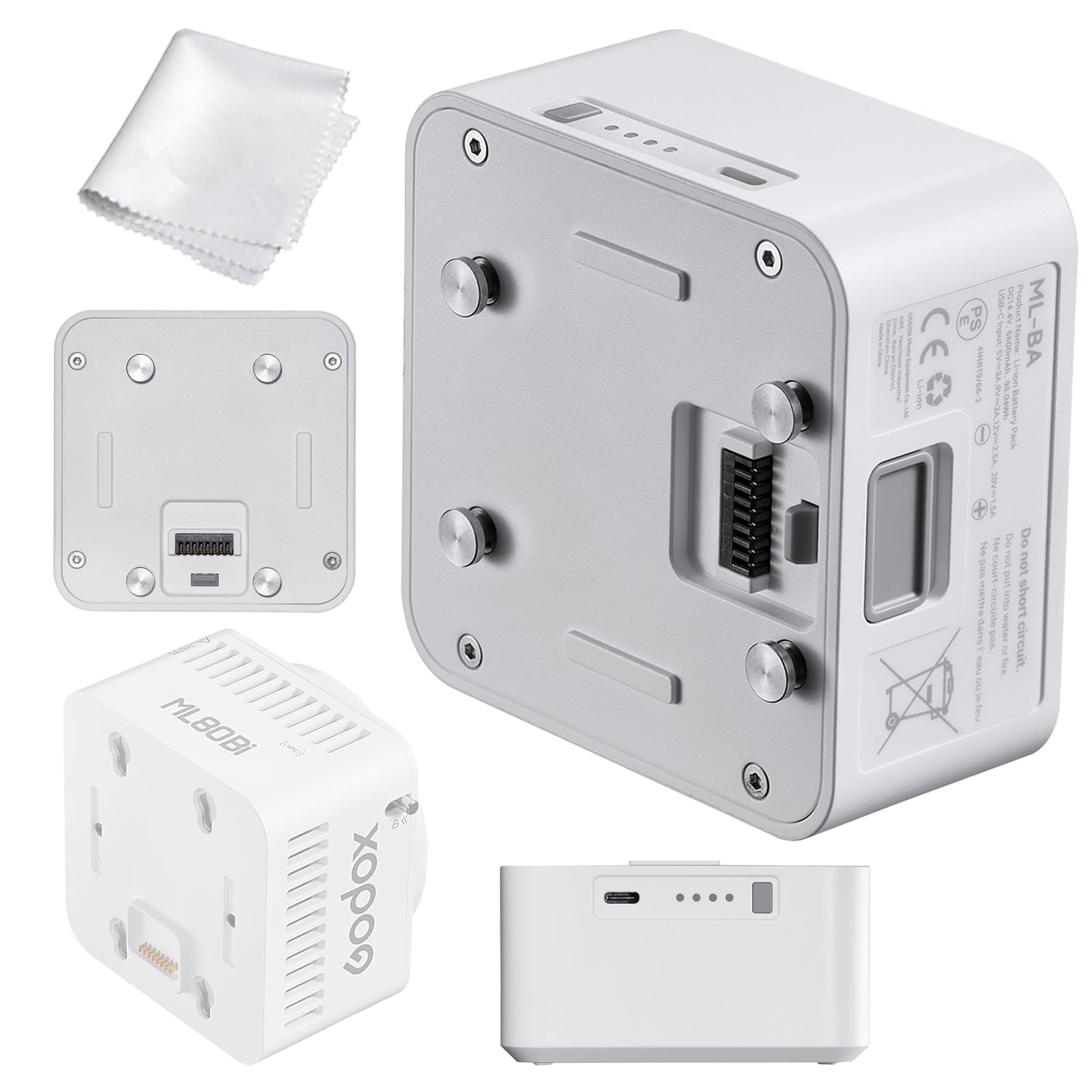 Godox ML-BA Module de batterie pour projecteurs vidéo LED Godox ML80Bi ML150Bi alimentation portable jusqu’à 100 W pour une utilisation mobile photo et vidéo