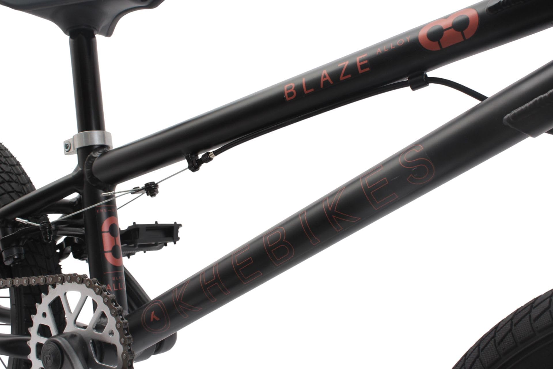KHE Blaze Vélo BMX 2025 18" – 9,3 kg léger, cadre en aluminium, rotor 360 °, freins en U av/h, pédalier industriel – BMX freestyle pour enfants à partir de 125 cm – Park, Street, Pumptrack - Noir