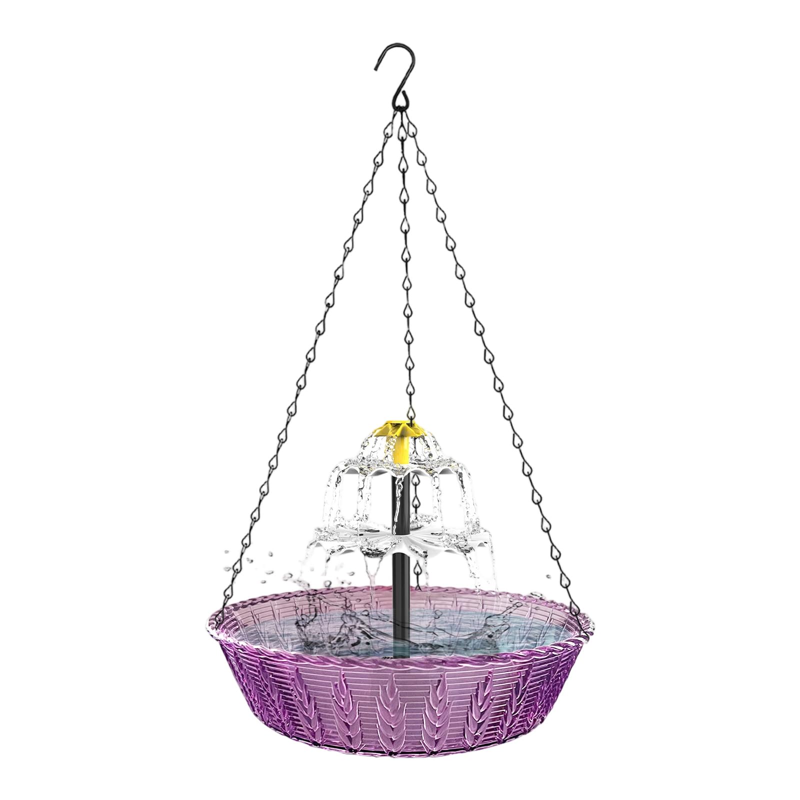 Constructed Hanging Bird Bath Fountain Solar Operated for Outdoor Use with Rustproof Design and Multiple Sprayed Angles Easy Mount Solar Operated Hanging Fountain Weather