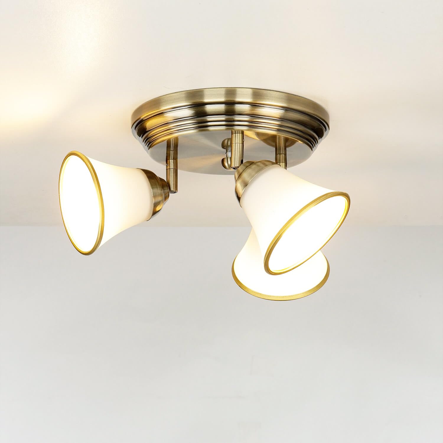 Licht-Erlebnisse Elegante lámpara de techo en bronce 4xE14 giratoria Art Nouveau lámpara de techo salón dormitorio cuarto de baño