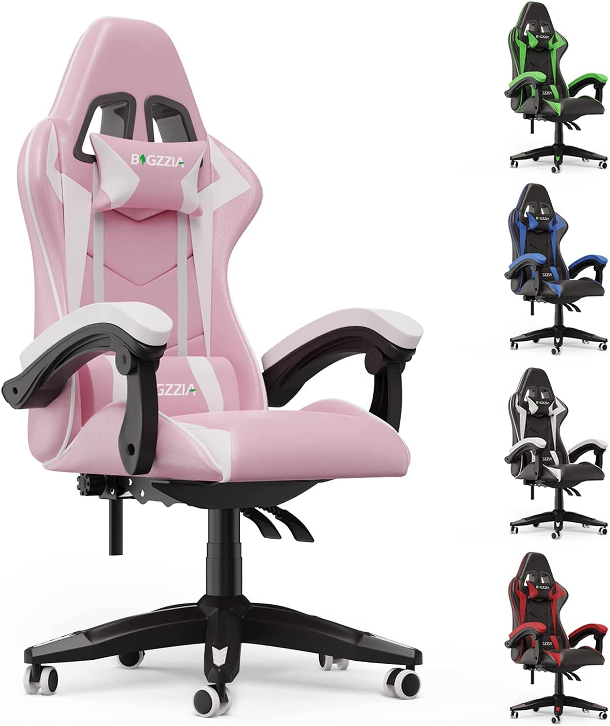 Bigzzia Gaming Chair, Computer Game Chair with Lumbar Support, Comfortable Video Game Chairs for Adults Kids, Racing Style Gamer Chair with 360°-
