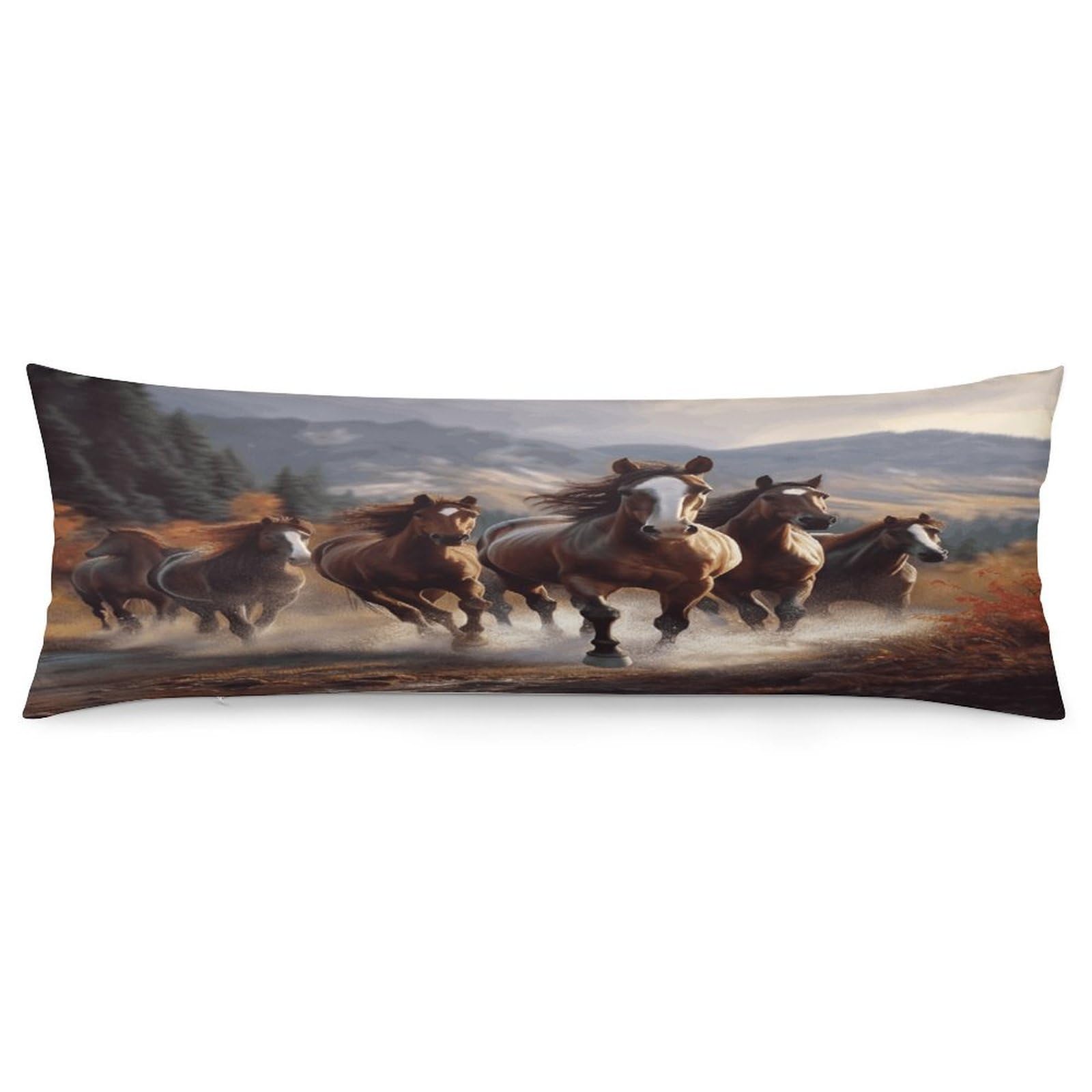 Horses Throw Pillow Cover Soft Lumbar Pillow Covers with Zipper Breathable Rectangular Cushion Case Polyester Pillow Case Decorative Body Pillow Cover for Couch Bed