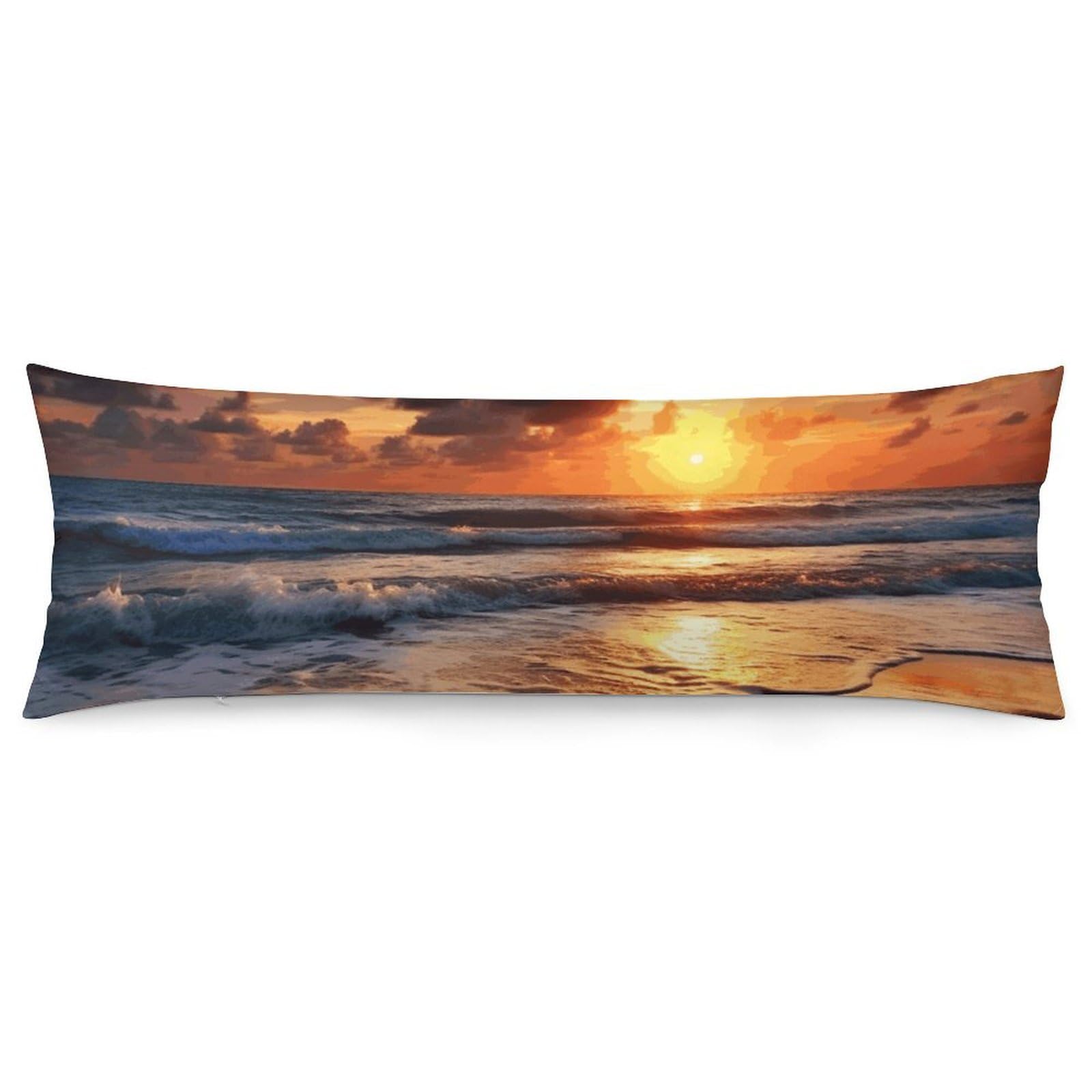 2 Pack Pillow Cases for Hair and Skin, Soft Breathable Pillow Case Covers with Hidden Zipper, Beach Sunrise Pillowcase 20"x54" Pillow Covers for Sleeping Gift