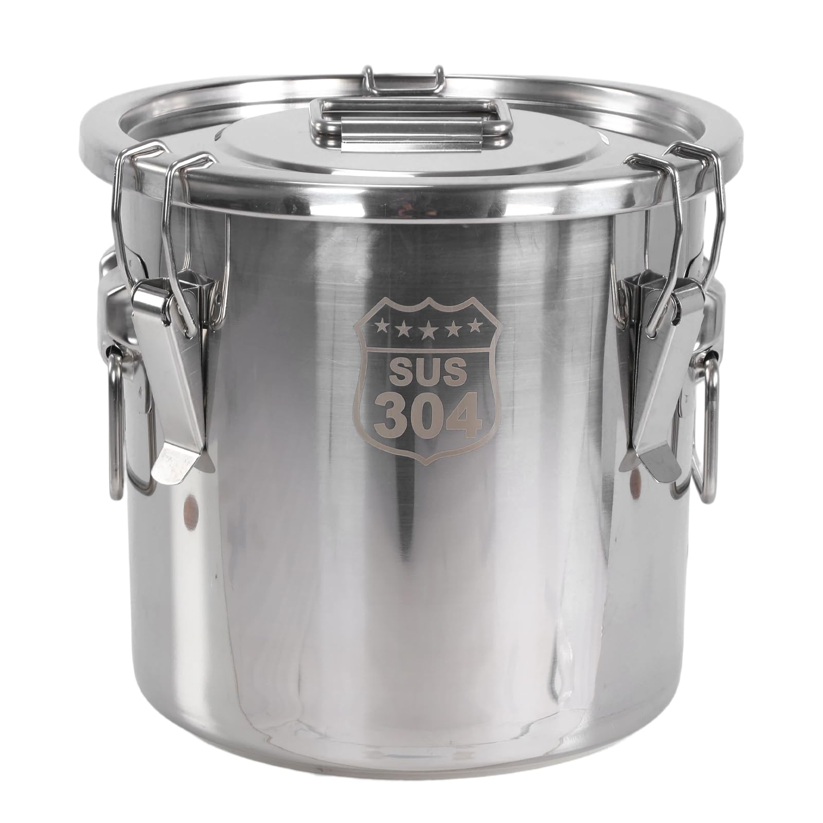 AMZGSHOP Stainless Steel Airtight Canister, Food Storage Container, 304 Stainless Steel Airtight Sealed Bucket with Lid and Locking Clamp for Rice Flour Grain Coffee Bean-12L