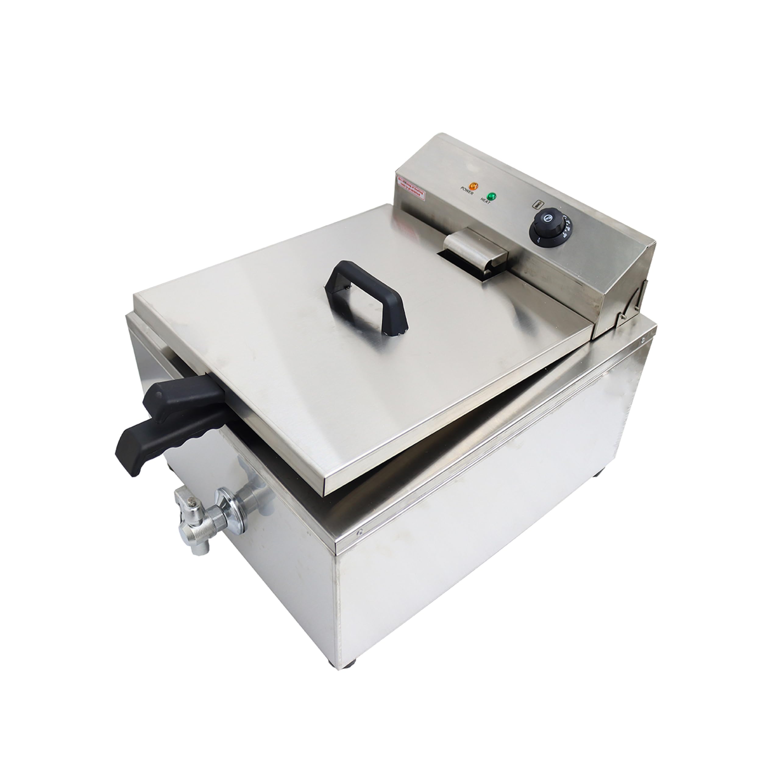 EQCOTWEA Commercial Funnel Cake Deep Fryer Stainless Steel Funnel Cake Fryer Maker Machine with Temperature Control for French Fries Donuts 110V 2KW