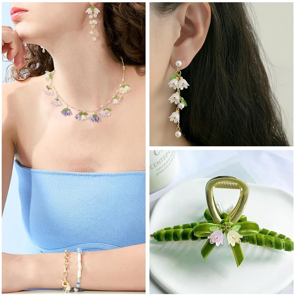 KISSITTY Lily Flower Charms for Jewelry Making Floral Dangle Pendants with Imitation Pearl Beads for DIY Earrings Necklaces Bracelets Crafts Wedding Ornaments Decor 25pcs - Image 2
