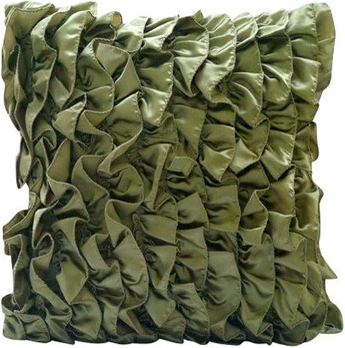 The HomeCentric Funda de almohada decorativa, fundas de almohada decorativas verde oliva de 16 x 16 pulgadas (15.7 x 15.7 in), almohadas de satén
