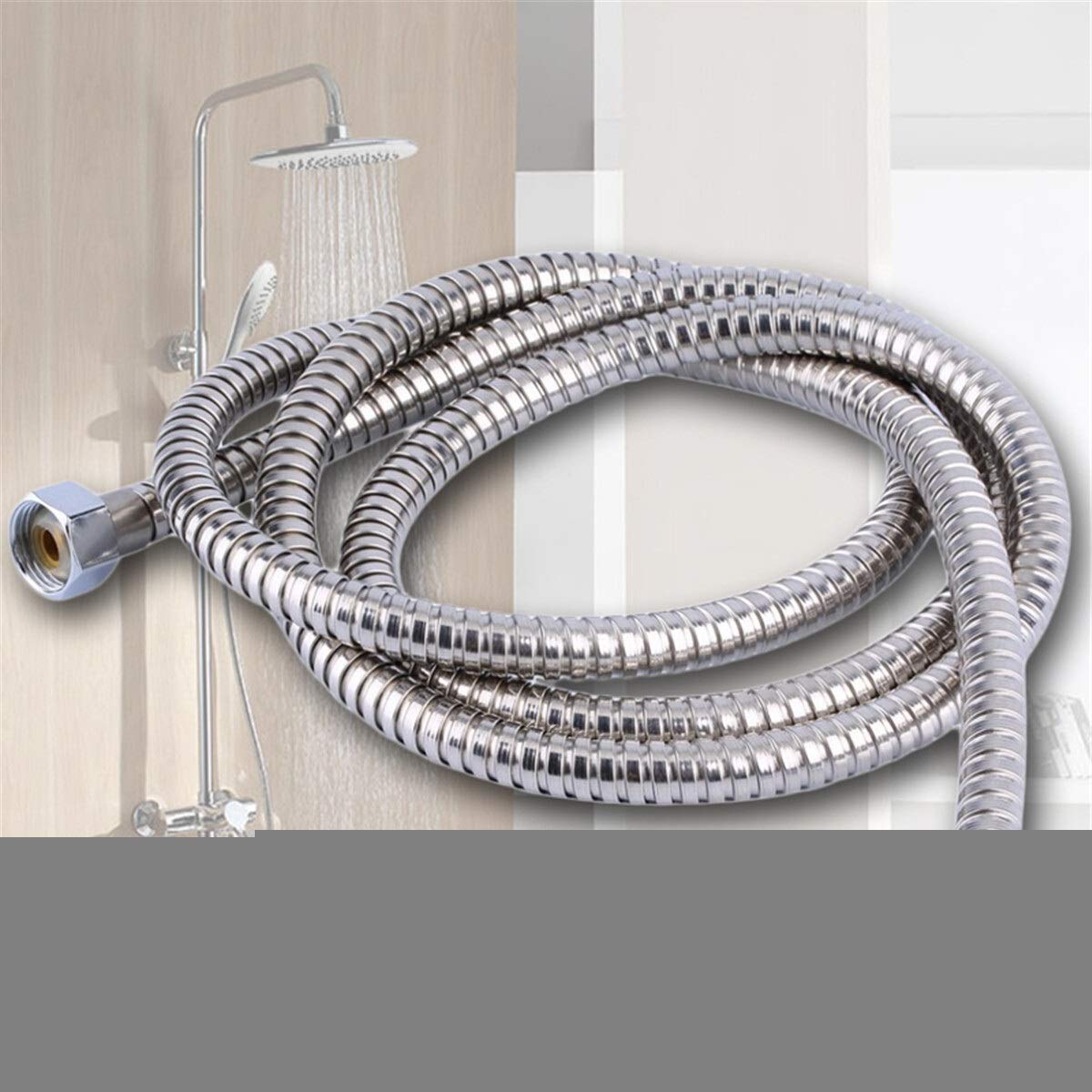 QUNINE Brauseschlauch, 1,5 m, Flexible Brauseschlauchverlängerung, Edelstahl, Chrom, Sanitärschläuche, weiche Rohre, Badezimmer-Heizung, Wasserkopf-Rohrverbinder