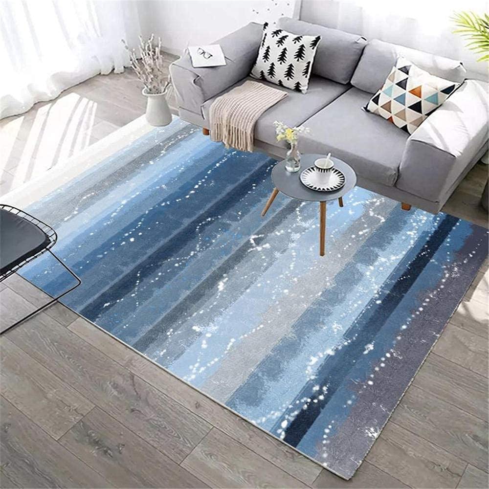 YXISHOME Modern Area Rugs Living Room Rugs Small to Extra Large Rectangular Size Rug Blue Fuzzy Ripple 80x120CM (2'6''x4'0'')