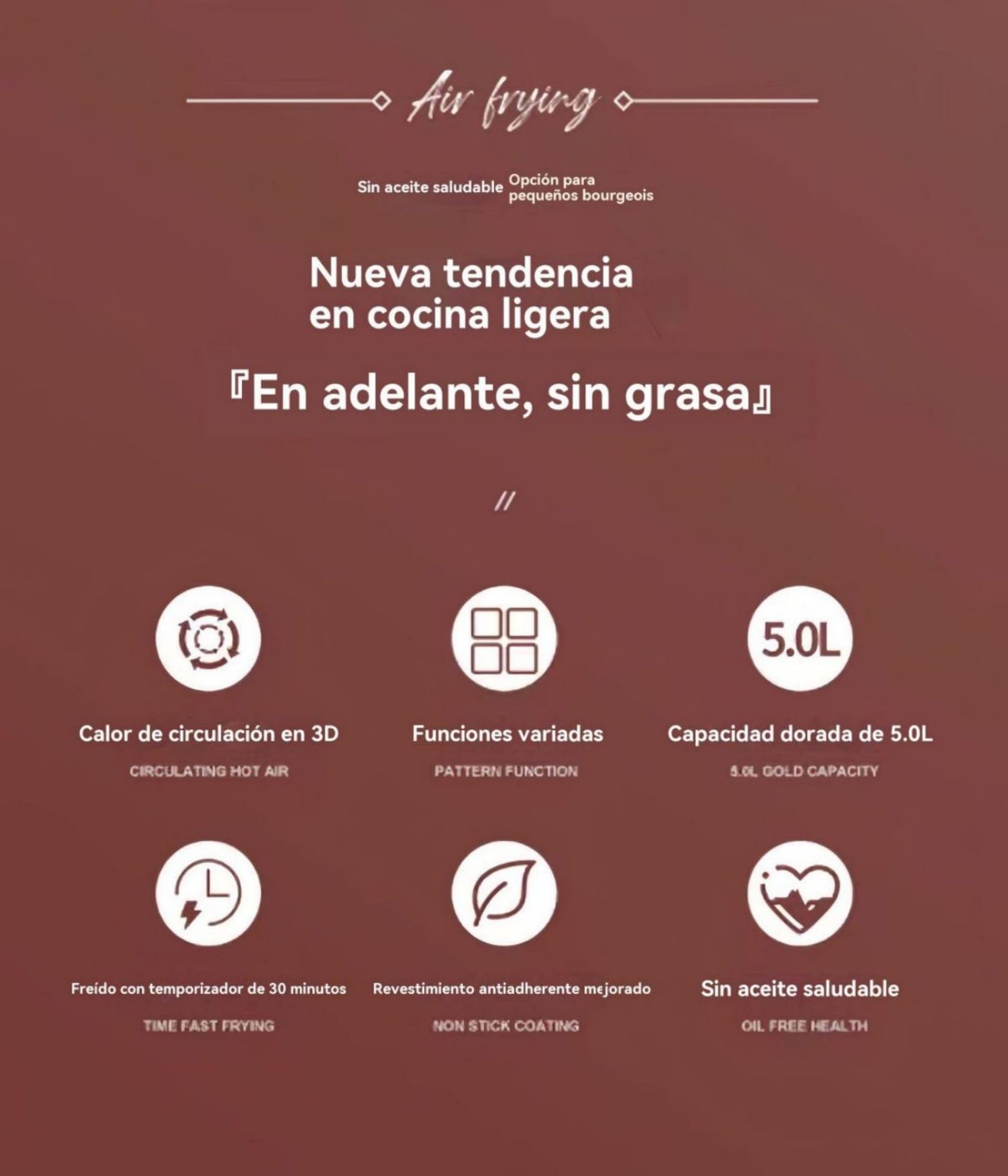 Freidora de aire 5.5 L freidora sin aceite 1400 W pantalla táctil 80‑200 °C,Temporizador 60 min, freidora aire bajo consumo, air fryer para 4‑6 personas,Cocina sana,fácil de usar y limpiar