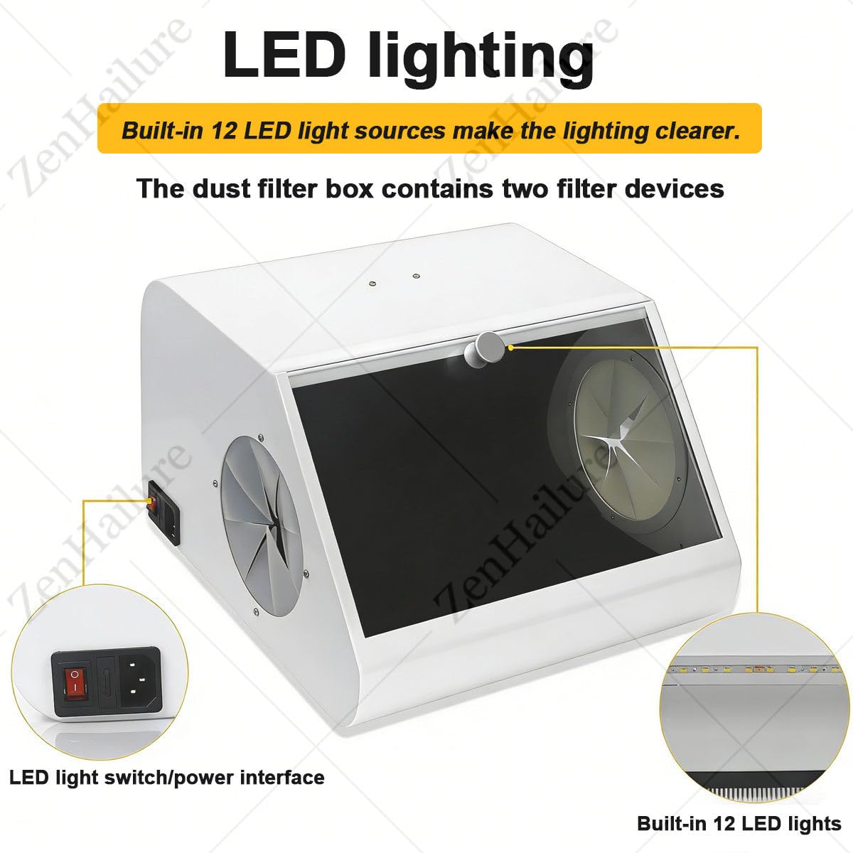 Cabina Di Sabbiatura Modulare,Per La Protezione Durante La Sabbiatura Box Antipolvere per Laboratorio Odontotecnico,Con Aspirazione E Filtro Dell'aria,Dotato Di Doppia Ventilazione E Luce LED