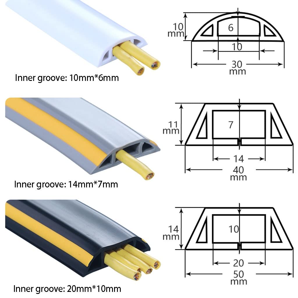 Anti-Step Canaleta Cables Suelo Impermeable Canaleta Pasacables Suelo Retardante De Llama Cubre Cables Suelo Adhesiva Protector De Cable De Suelo (Color : D40-A, S : 6m)