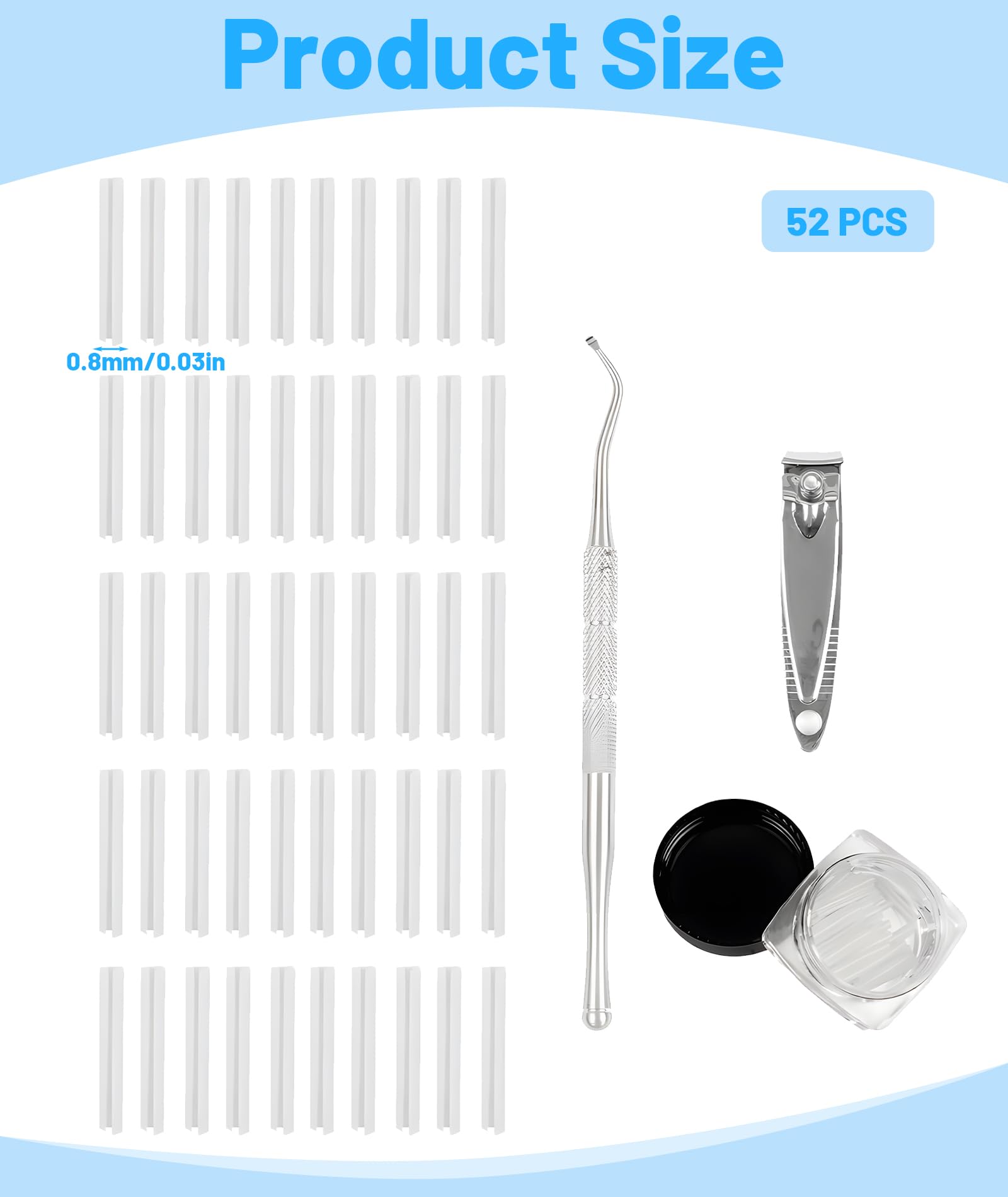 50 PCS Ingrown Toe Nail Remover, Toe Nail Corrector Kit, Ingrown Toenail Correction Tool for Home Foot Care, Includes Nail Clippers and Corrective Tools for Daily Nail Maintenance 1