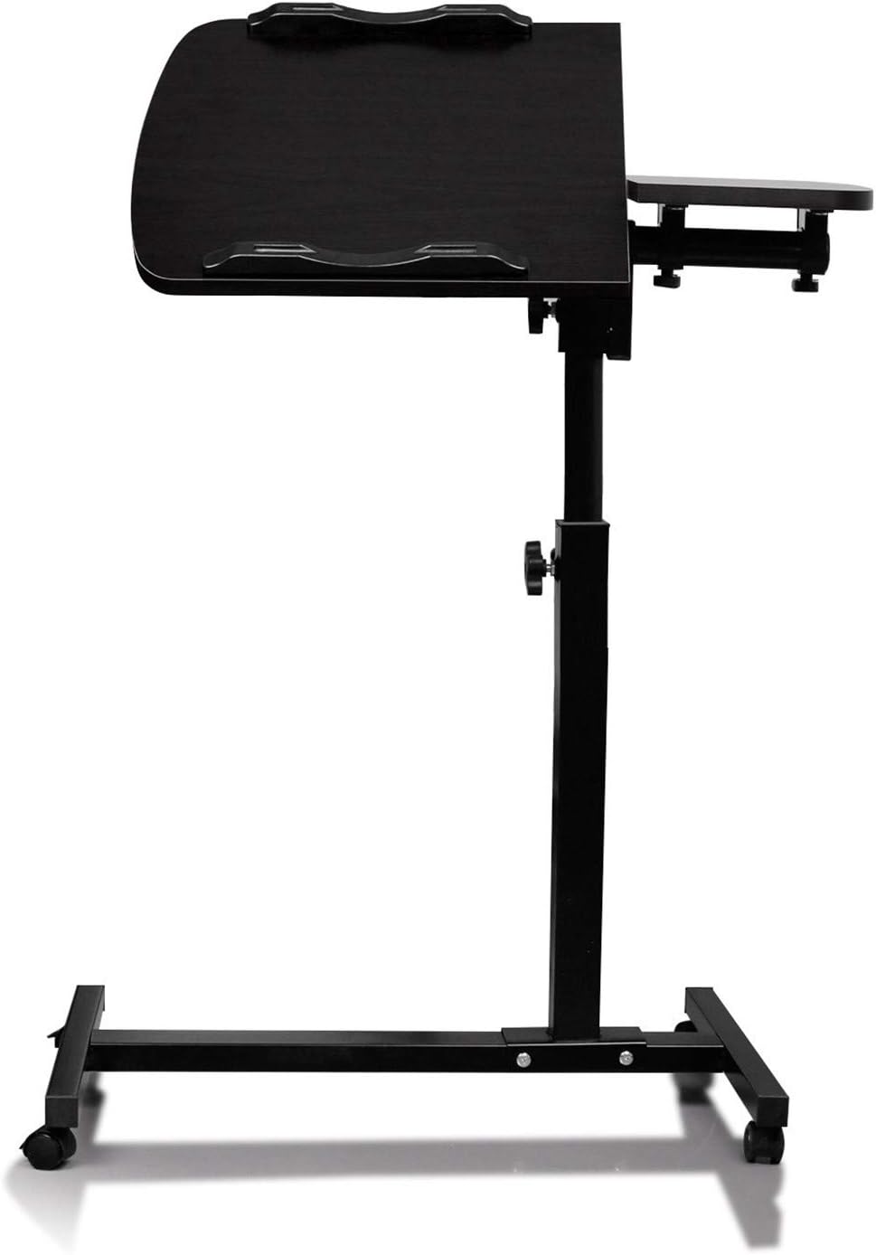 Turn Lift Sit-Stand Portable Mobile Laptop Desk Notebook Tables Cart with Side Table, Adjustable Mobile Laptop Computer Desk with Adjustable Top and Casters : Office Products
