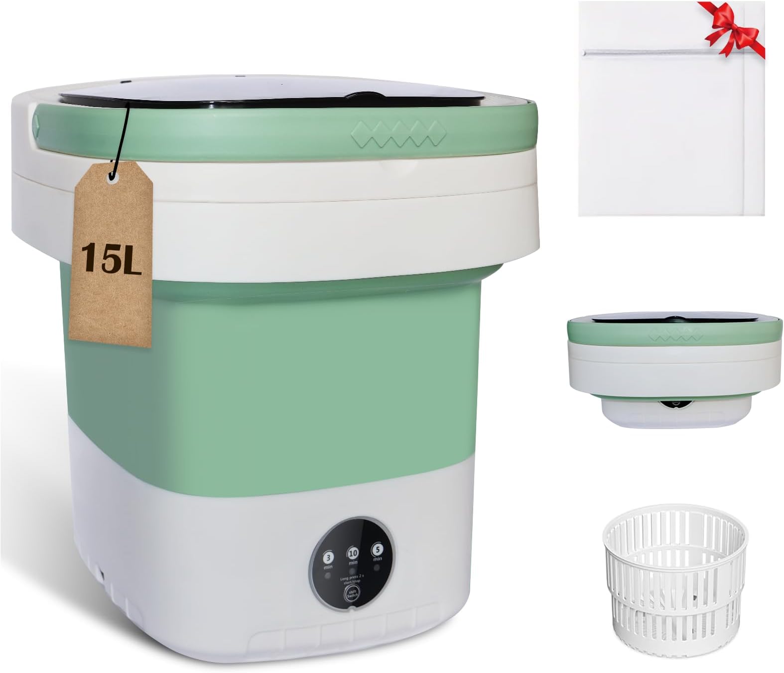 15L 大容量 ポータブル洗濯機 ワンタッチ式 ミニ洗濯機 乾燥機 セット ベビー服 小物用 静音 静音設計 マンション 洗濯機