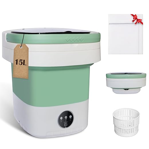 15L Large-Capacity Portable Washing Machine, One-Touch Operated Portable Washer for Baby Clothes and Small Items, Quiet and Noise-Free Design Mini Washing Machine for Apartments