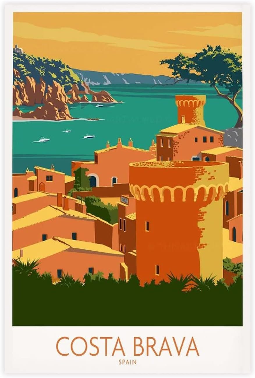 Poster De Voyage Vintage Marbella Espagne (50 X 75 Cm) - Impression Sur Toile - Décoration Murale Pour Chambre à Coucher