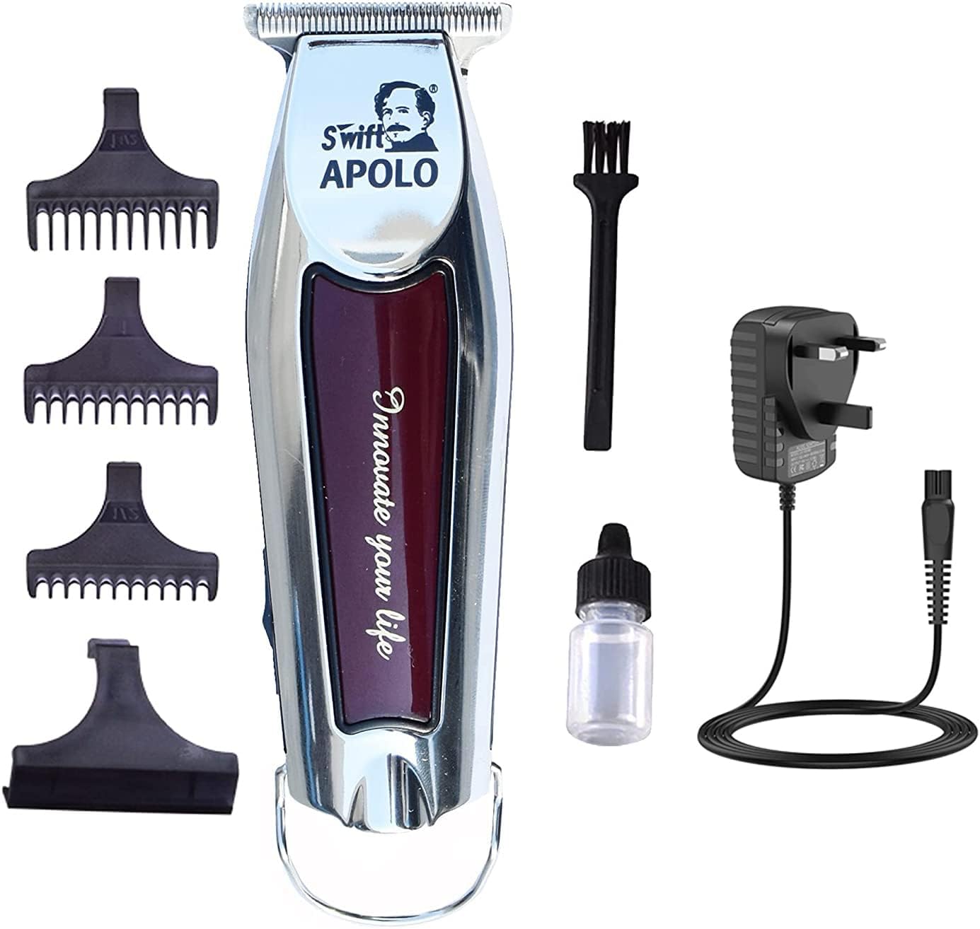 SWIFT Shaving Machine Hair Clippers, Powerful 5W Cordless Hair Trimmer for Men, Self-Haircut with 1/2/3/4 mm Guide Combs, Electric Barber Clippers