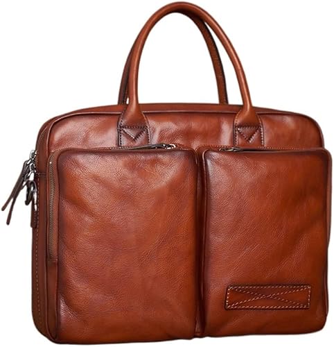 GPPZM - Maletín de cuero para hombre con manga de barra de amarre para hombre bolsa de hombro de 14 pulgadas para portátil