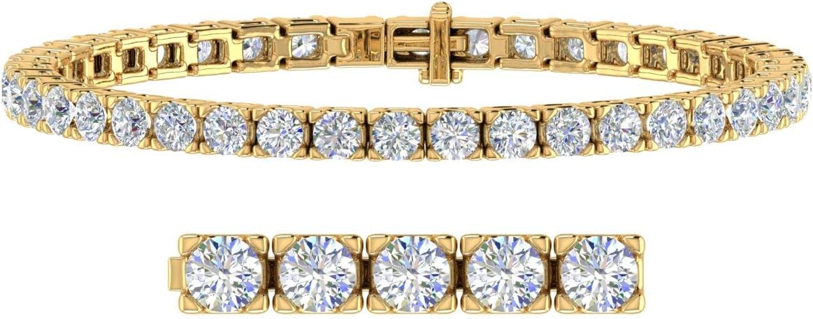 8 to 12 Carat Natural Diamond Tennis Bracelet for Women in 14K Gold (7 Inch) - IGI Certified