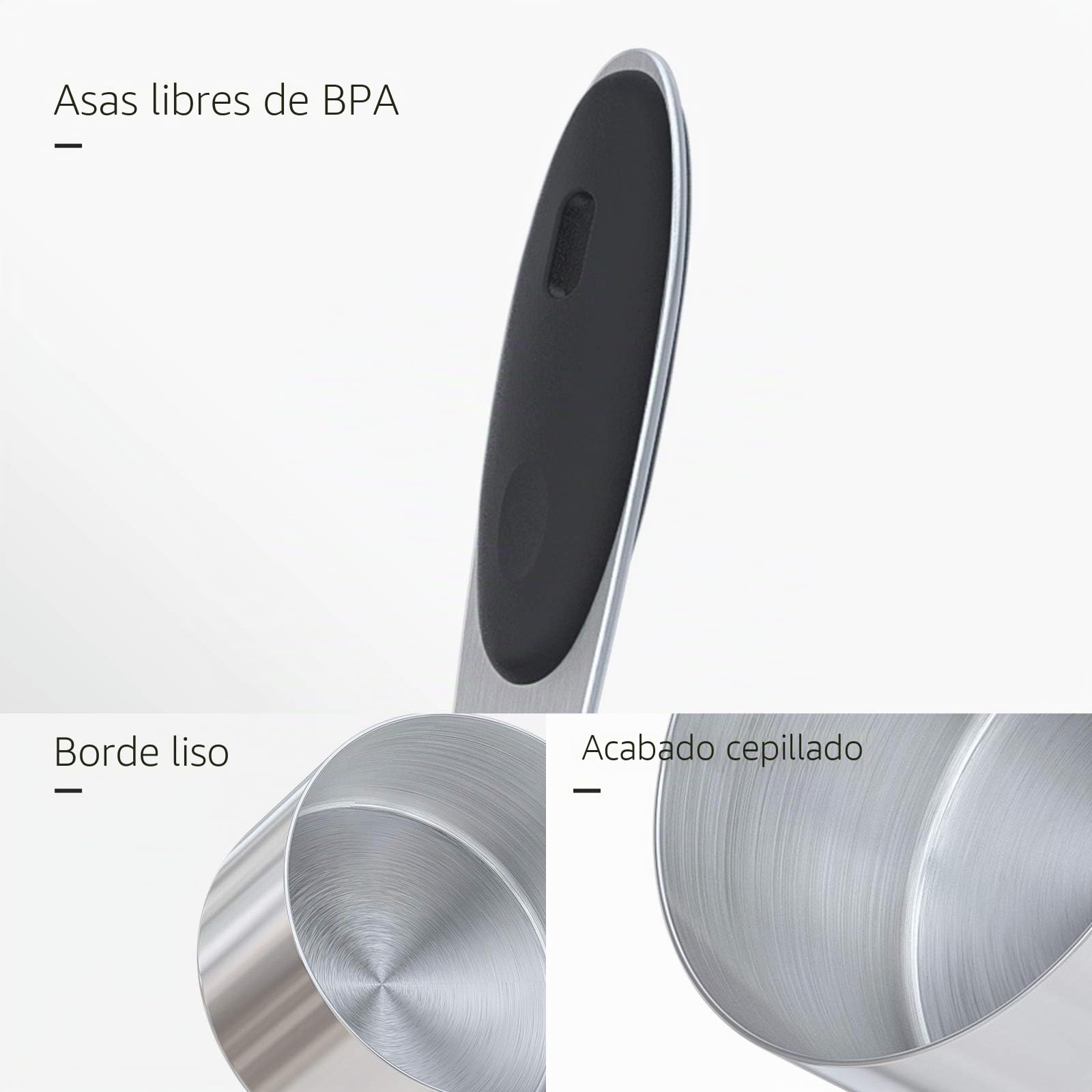 U-Taste Tazas Cucharas Medidoras Juego, acero 18/8, 10 Piezas, Negro | Reposteria Hornear y Cocinar en la Cocina, Mango de Grosor Mejorado