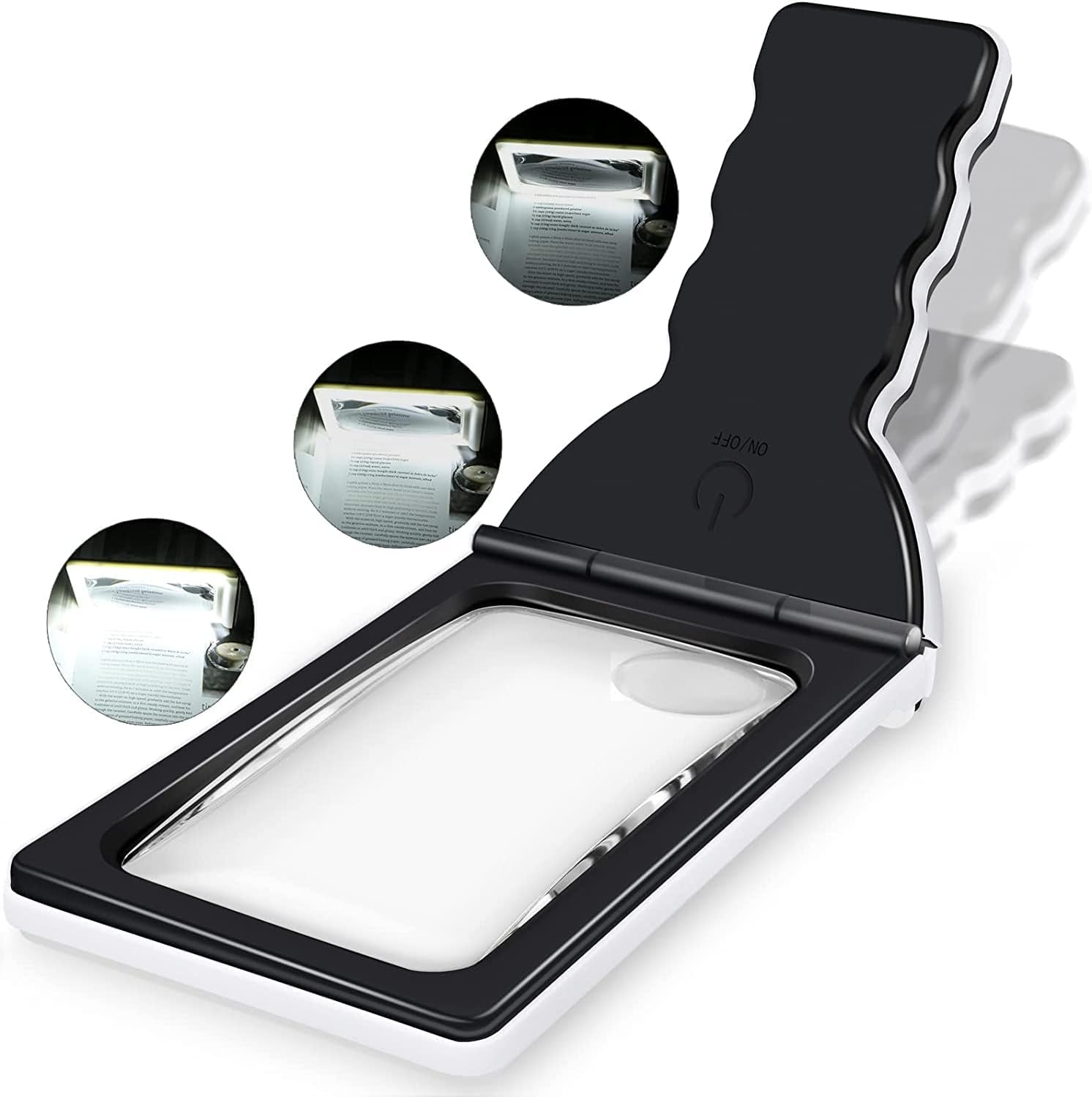 Magnifying Glass for Reading, 3X 10X Foldable Magnifier with 50 LED Lights 3 Level Dimmable-Evenly Lit Viewing Area Ideal for Reading and Low Vision Seniors