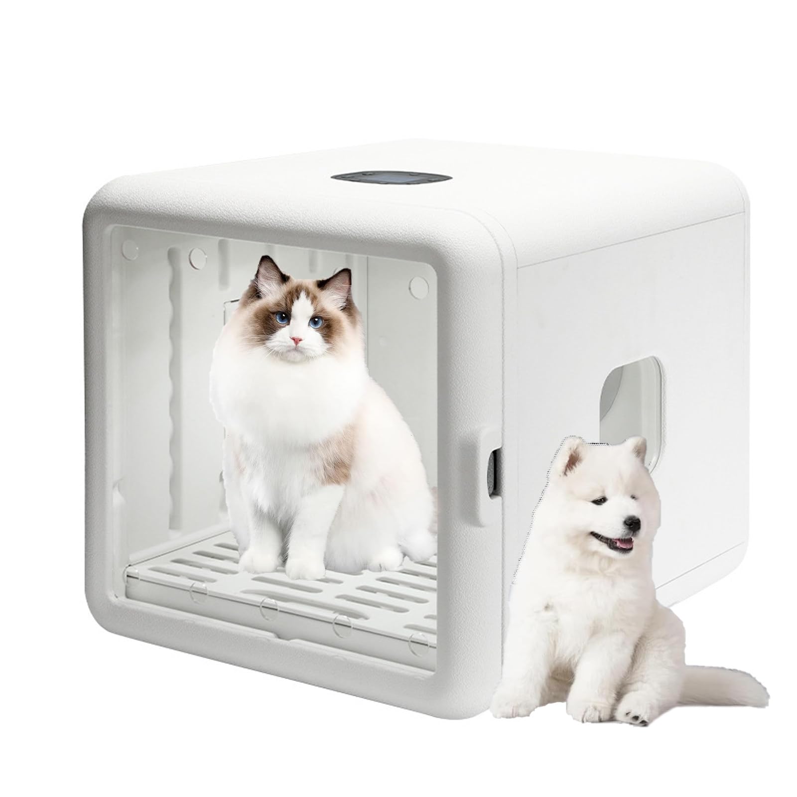 Kindevieft Secador AutomáTico para Mascotas para Gatos Y Perros PequeñOs, Secador Silencioso para Gatos con Temperatura Ajustable Y VentilacióN De Aire, MáQuina Secadora para Gatos De Secado 360