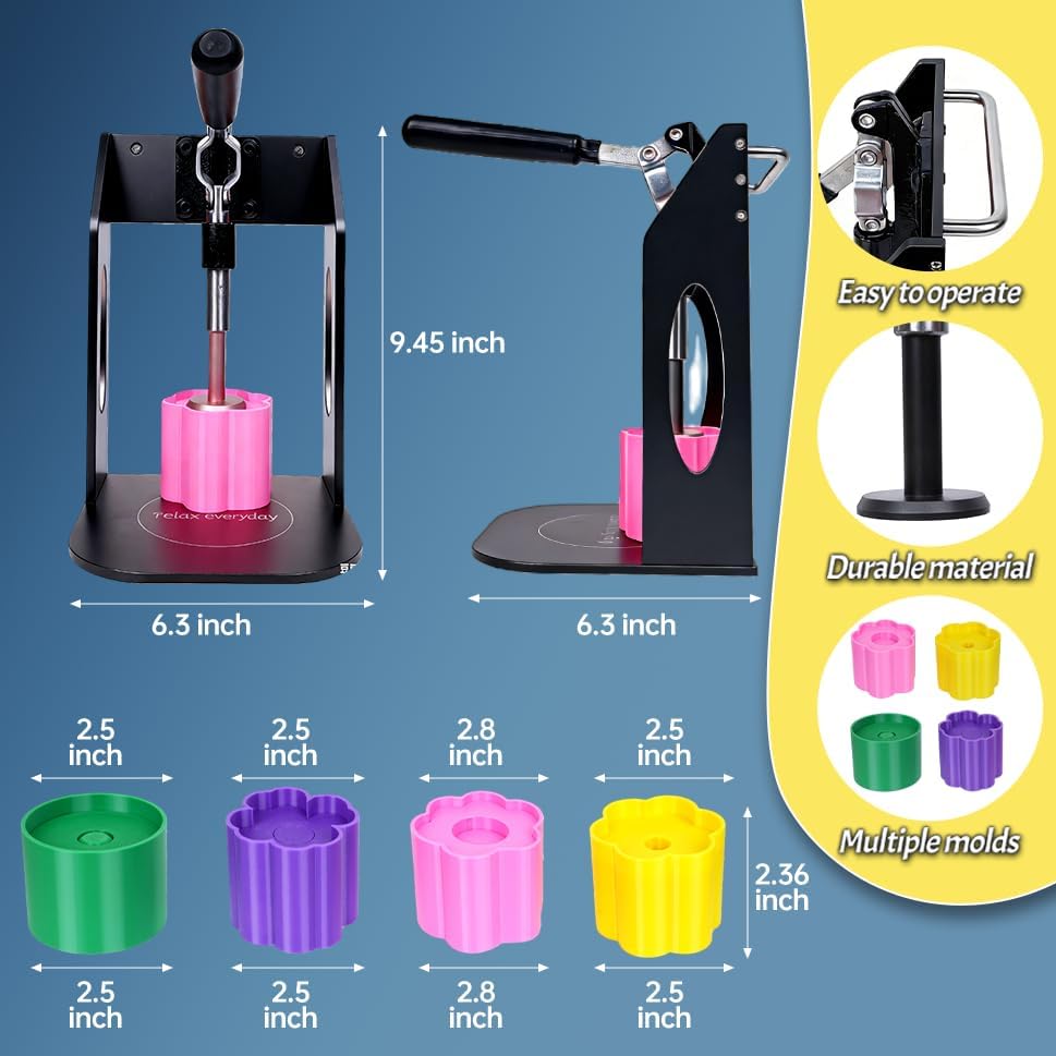 Bath Bomb Press Machine Upgraded Version,with 4PCS Bath Bomb Mold,All-Aluminum Soap Making Machine Kit for Adults Beginners (Black)