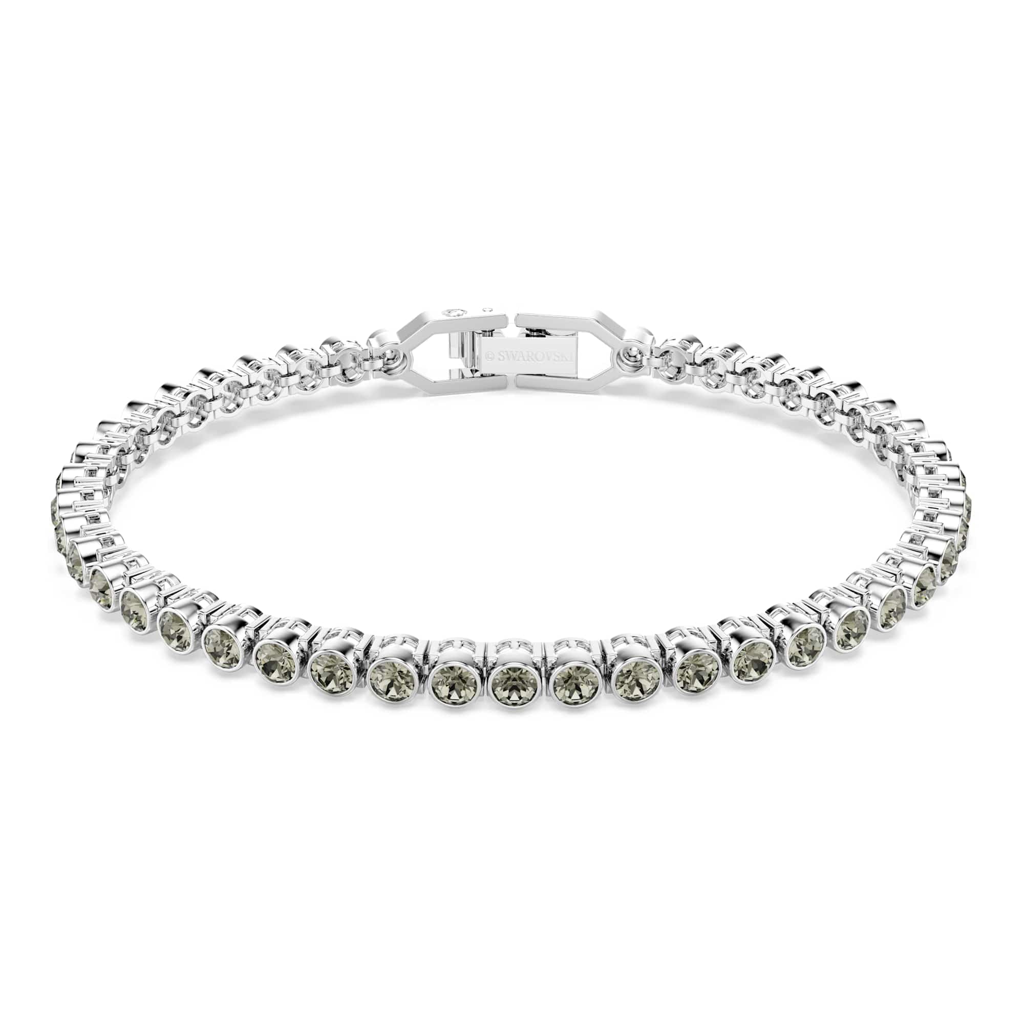Swarovski Imber Bracciale Tennis, Gioiello con Cristalli Neri, Taglio Round, Montatura a Castone, Chiusura a Scomparsa con Extender, Placcatura in Tonalità Rodio, 16,5-18,5 cm, 0,3 cm
