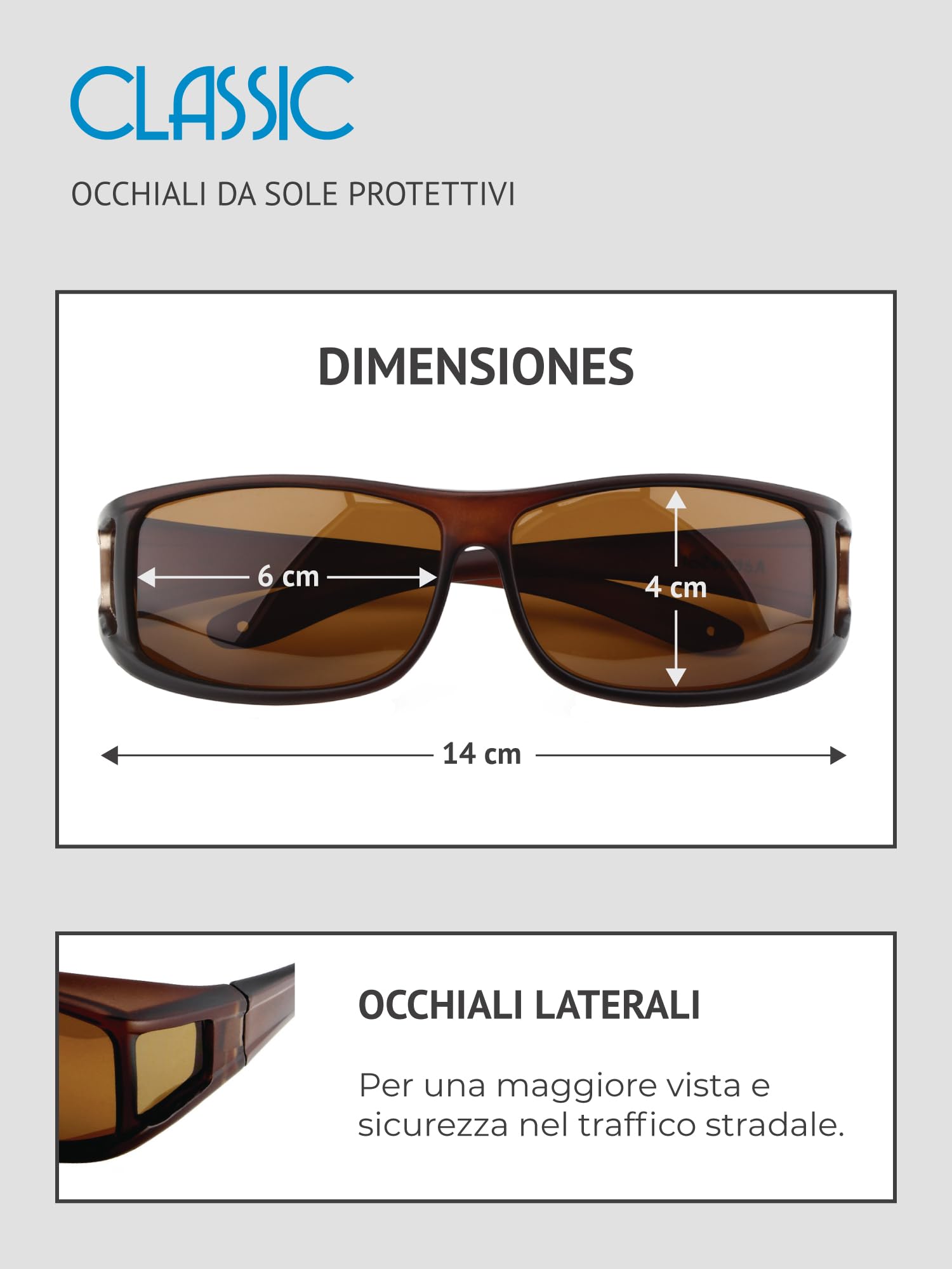 ActiveSol Occhiali da sole sovrapponibili Classic, Uomo, Polarizzati, con finestra laterale
