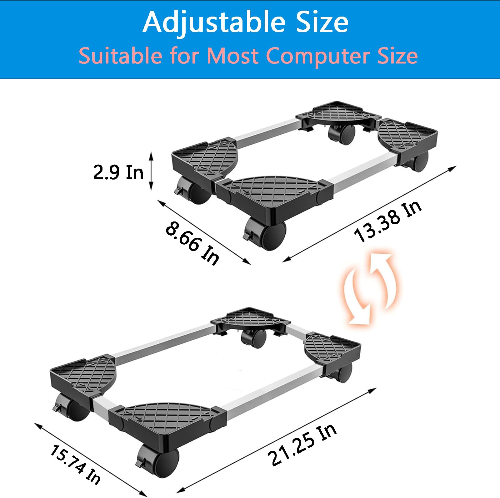 soporte de PC para torre ajustable, soporte universal móvil para juegos en casa y oficina