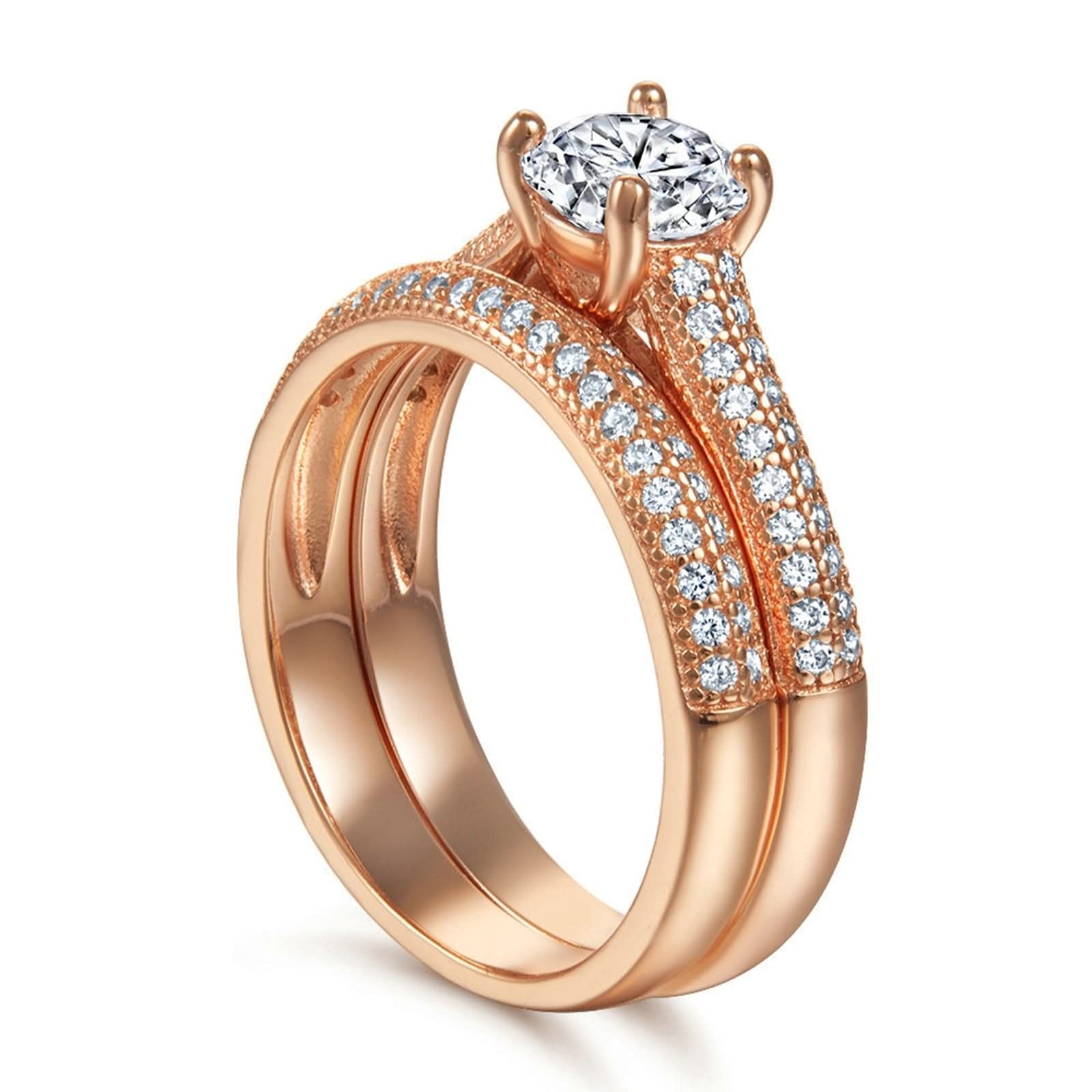 Anello da donna in argento Sterling 925, elegante inserto a 4 denti, in stile classico, per San Valentino