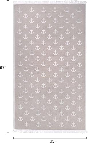Miniatura 7 de Anchor - Toalla de playa turca, de gran tamaño (35 x 67 pulgadas), repelente a la arena, de secado rápido, 100% algodón turco, para spa, yoga,