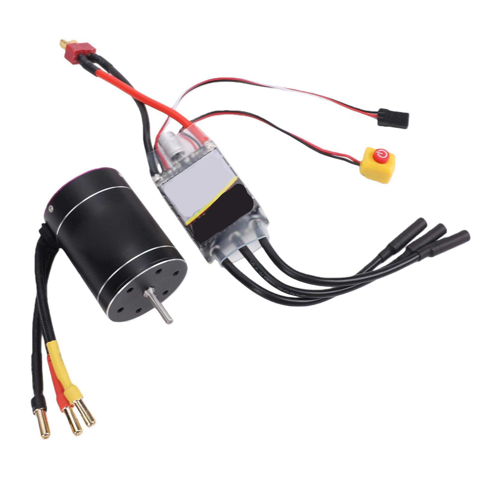 POENVFPO Bezszczotkowy Silnik RC ESC Combo, Bezszczotkowy Silnik 2600KV 75A i Zestaw ESC do łodzi RC Cars w Skali 1/10 1/8