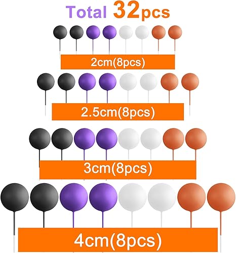 Miniatura 10 de ASTARON 32 piezas de decoración de pastel de bola, mini globos, bolas de espuma, palitos de espuma, para decoración de tartas, bolas de decoración
