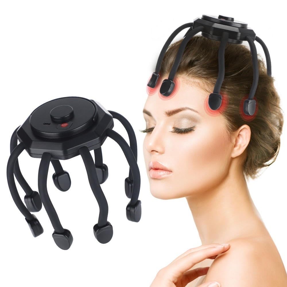 SBM MART Electric Head Massager Octopus Scalp Massagers,360 Degree  Automatic Rechargeable Handfree Relax Massage with 3 Vibration Mode for  Stress Pain Relax Headache Pain Relief Machine, Black : Amazon.in: Health &  Personal