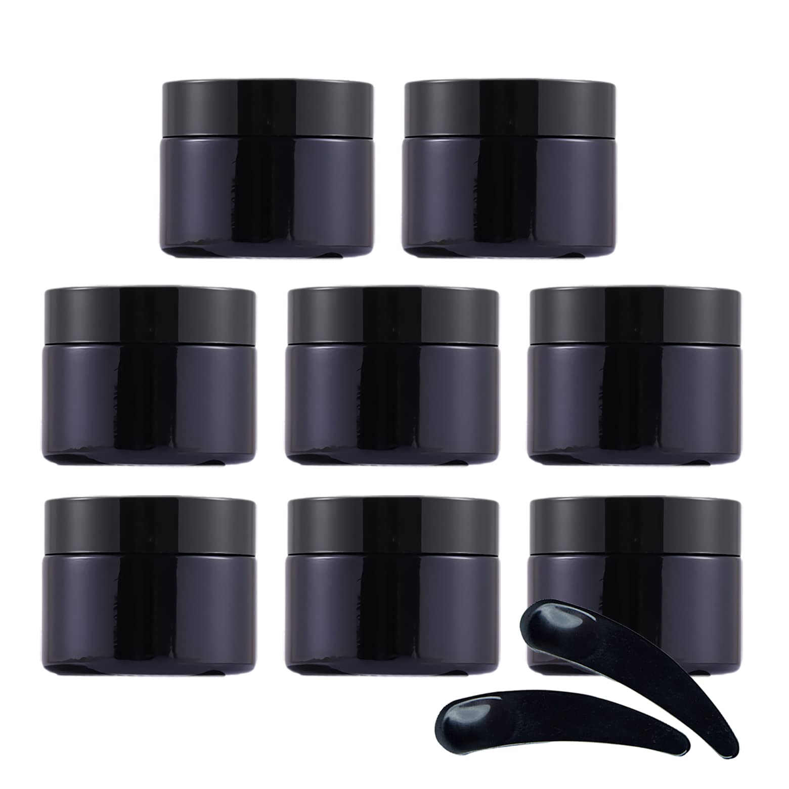 12 Pezzi 50ml Vasetti di Vetro Cosmetici con Tappo Nero, Vuoti 50g Vasetti di Vetro Cosmetici Contenitori Bottiglia da Viaggio per Creme Balsamo Labbra Riutilizzabile