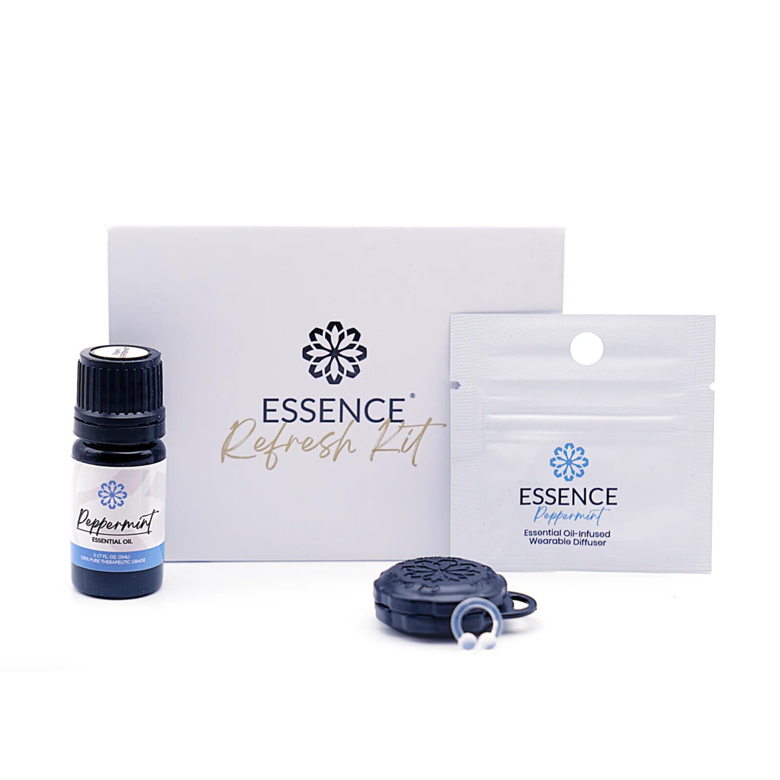 Essence Wearable Aromatherapy Nasal Diffuser – Peppermint Essential Oil Nose Ring Silicone Inhaler for Stress & Mood Support - Made in USA & Travel-Friendly
