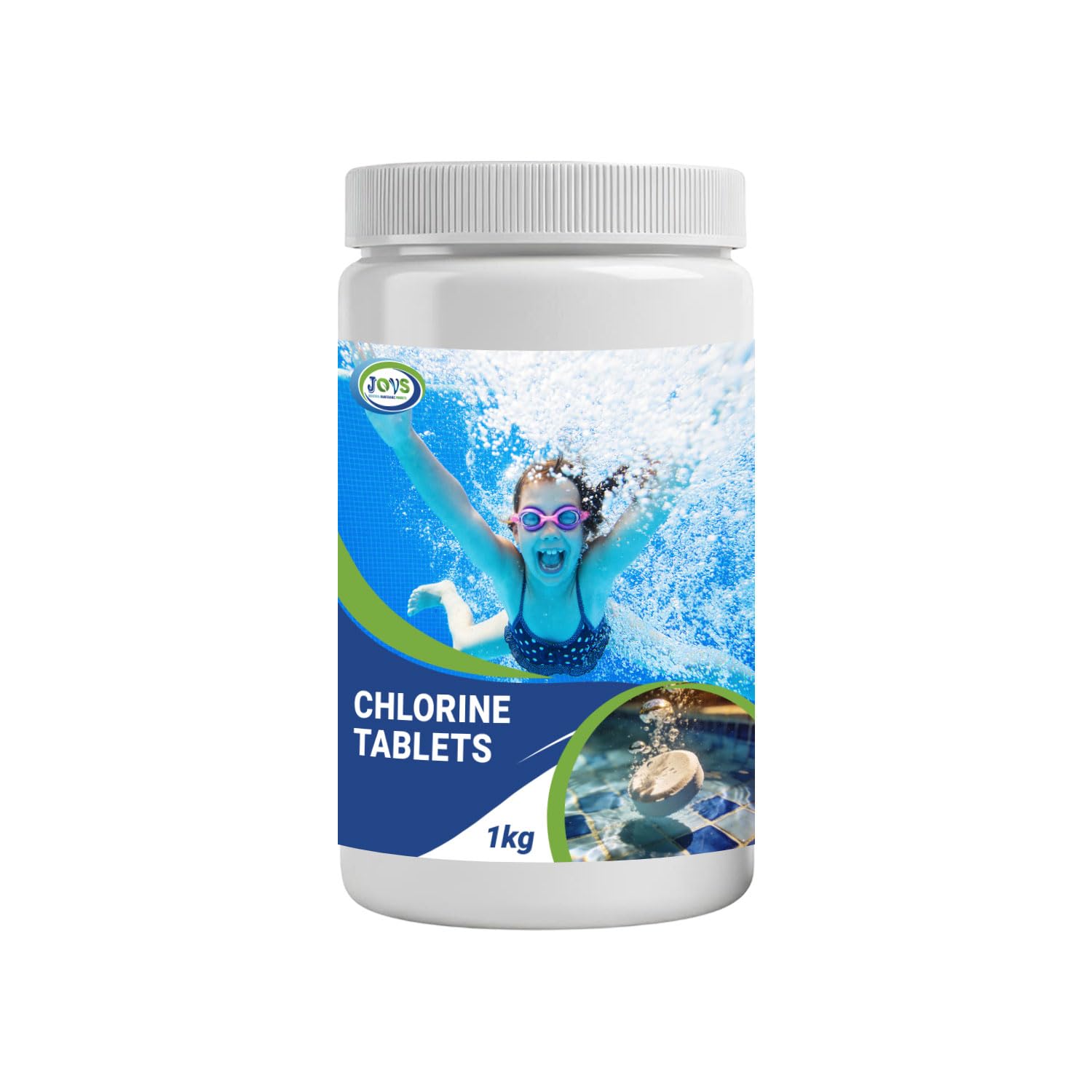 JOVS Chlorine Tablets for Hot Tub 1 kg, Swimming Pool | Multifunction Chlorine Tablets | Sterilising Tablets for Spa & Paddling Pool – Crystal Clear Water Treatment.