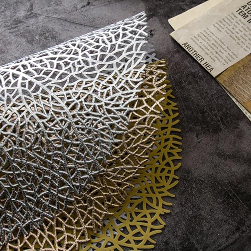 Set de table dorée feuille creuse 38cm pour décoration de table de cuisine design