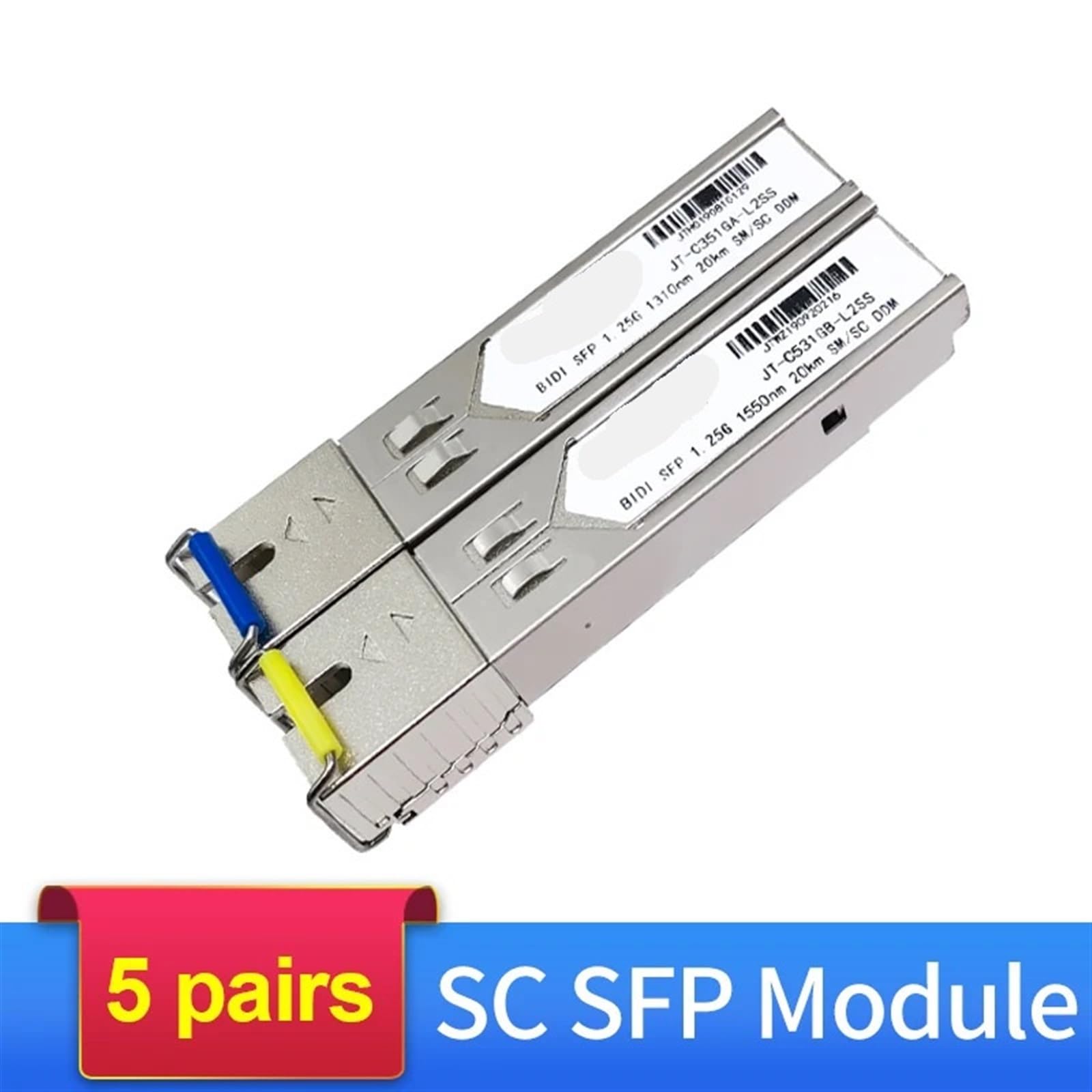 5 pares de transceptores ópticos de fibra única SFP Gigabit de 1 Gb SC 5 KM/20 KM compatibles con interruptor Ethernet (5 pares de 5 km)